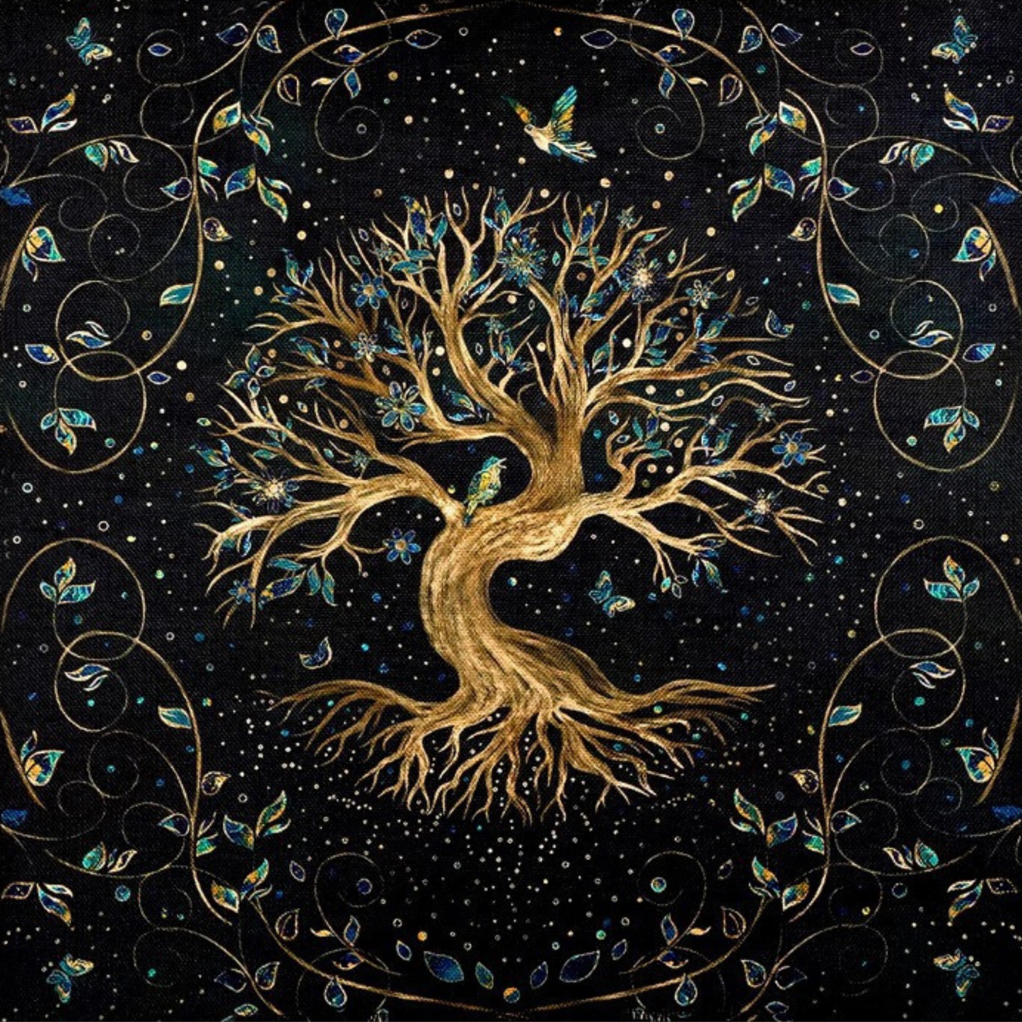 Paño de terciopelo para tarot diseño Árbol de la Vida