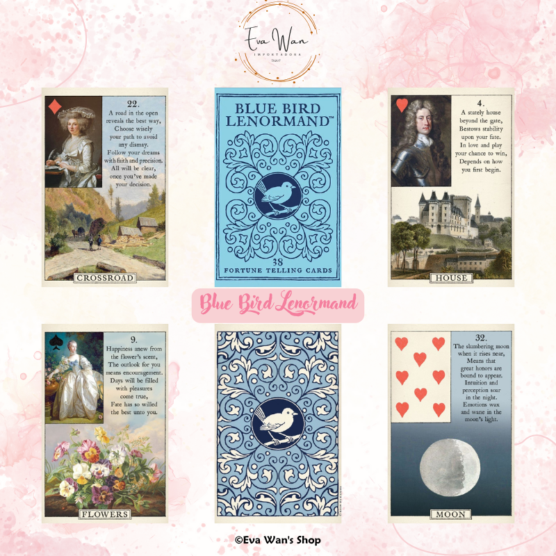 The Blue Bird Lenormand – Baraja Clásica de 38 Cartas con Diseño Elegante