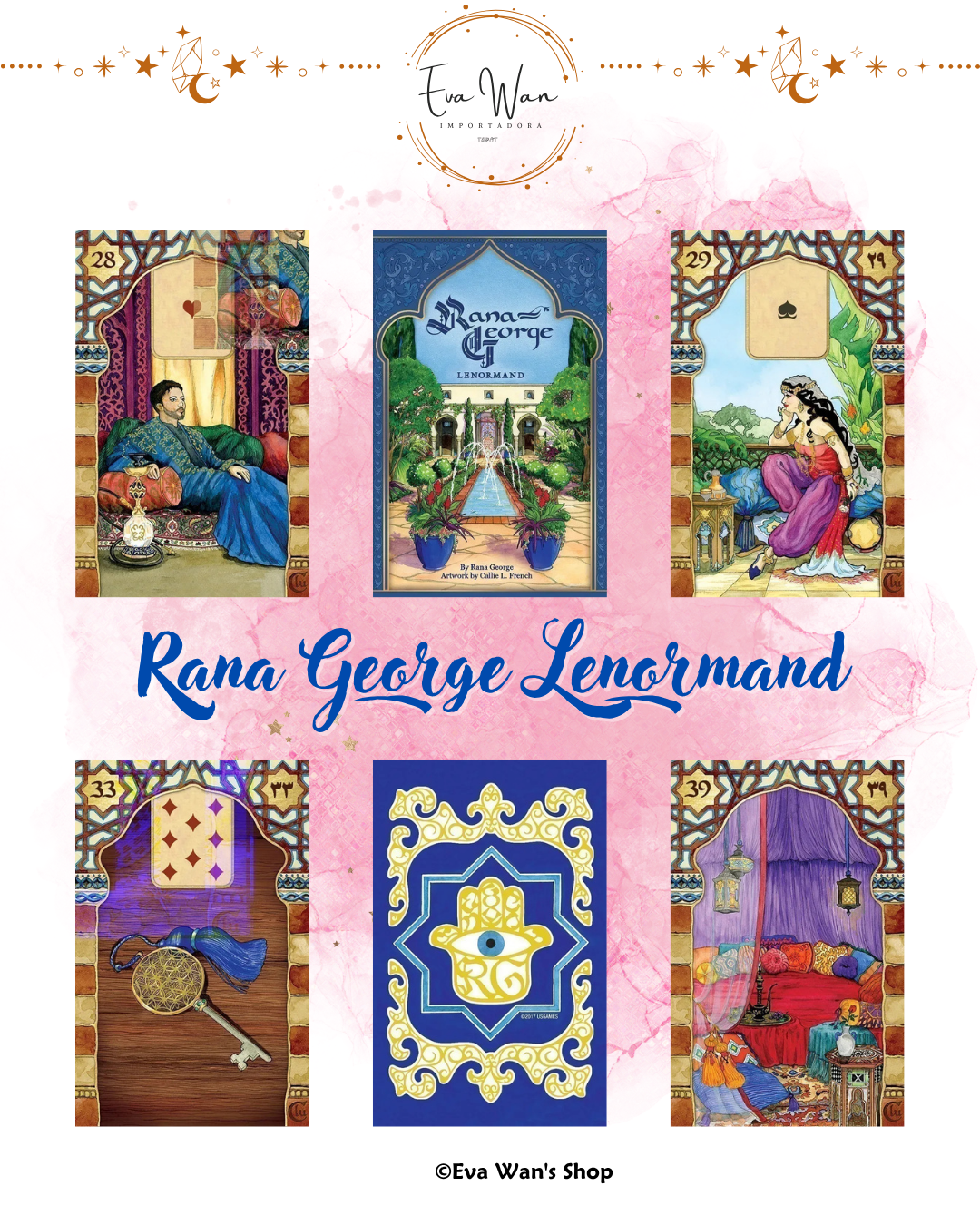 Rana George Lenormand – Baraja Exótica de 42 Cartas con Detalles Dorados