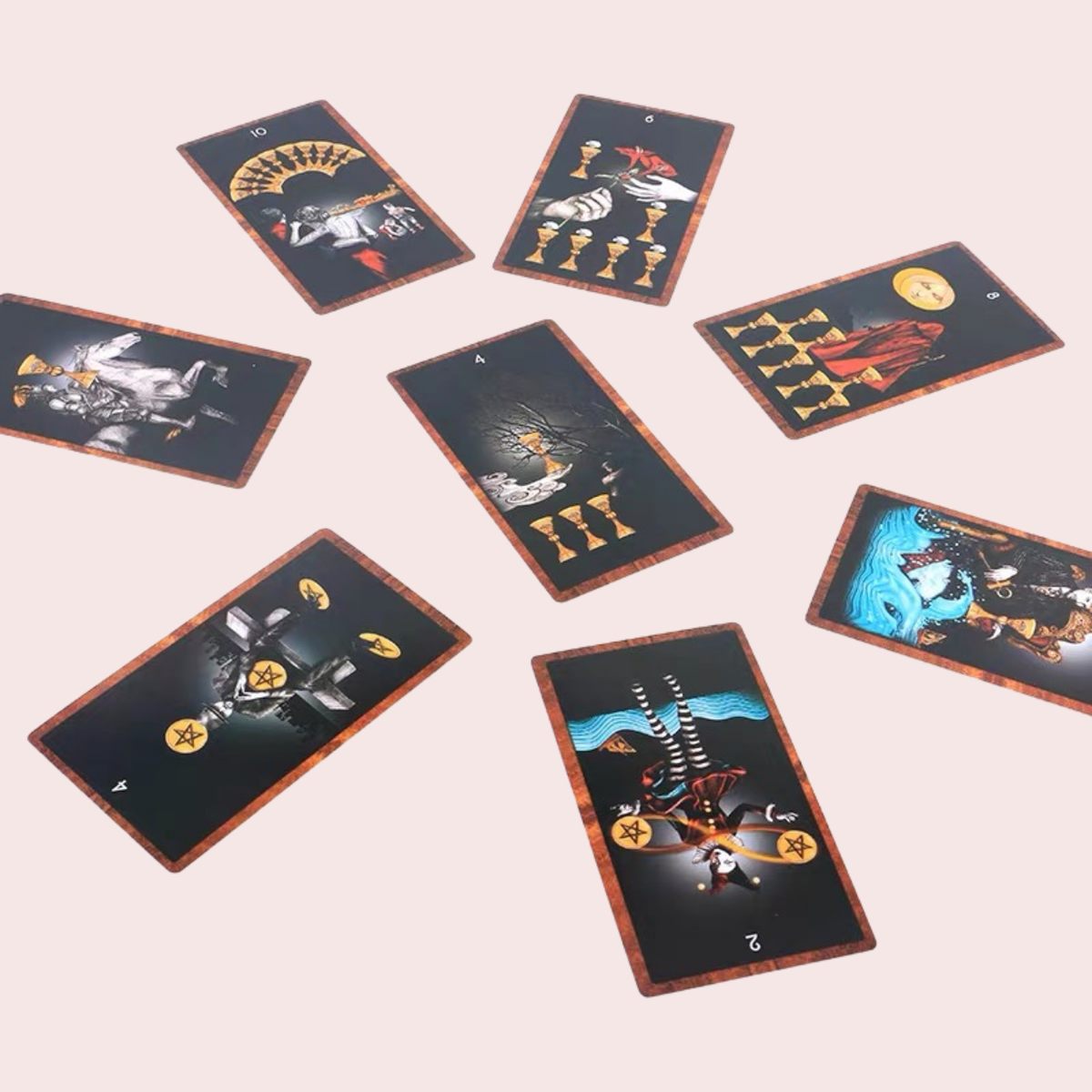 Cartas del Tarot Dancing in the Dark sobre fondo negro