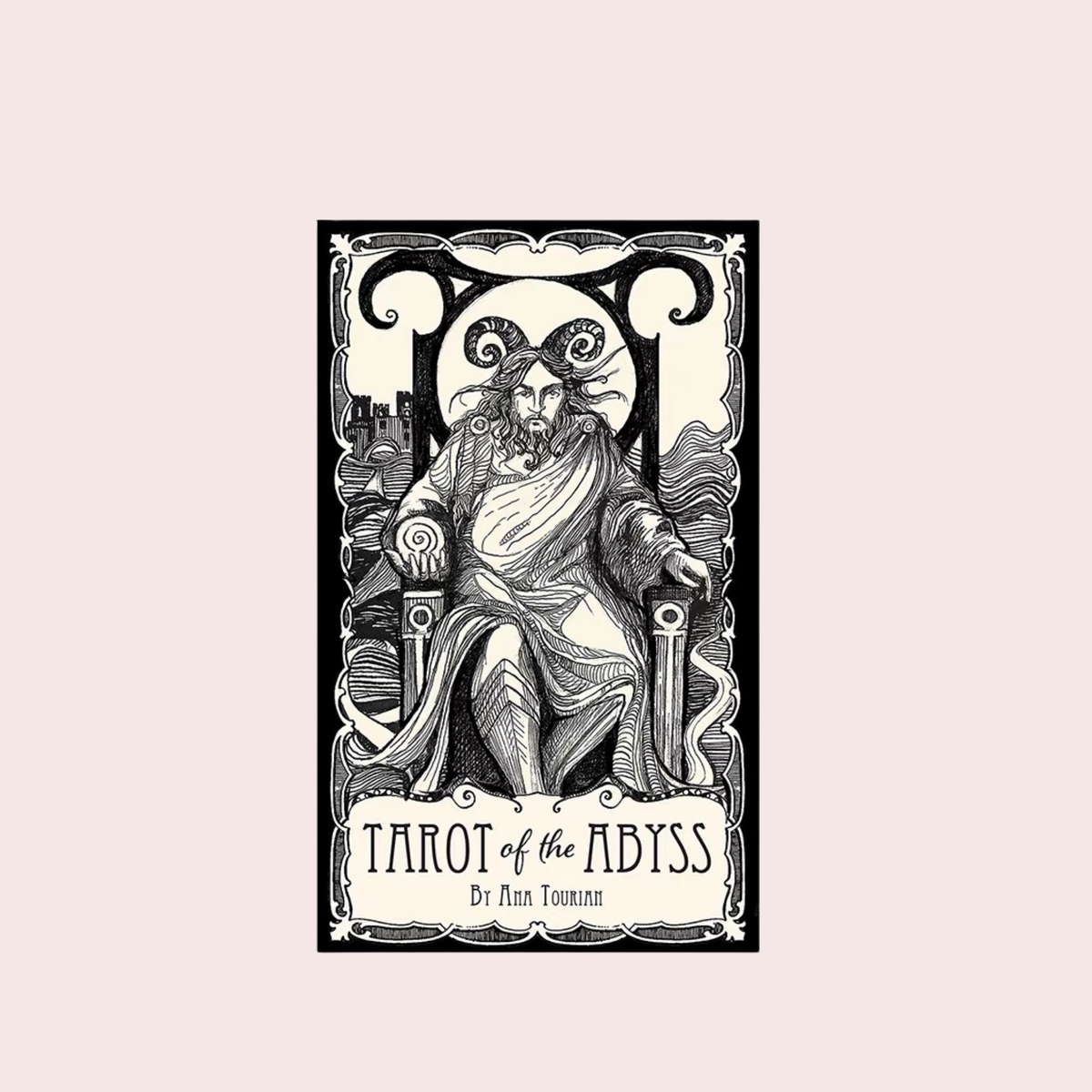 Caja del Mazo de Tarot of the Abyss en blanco y negro