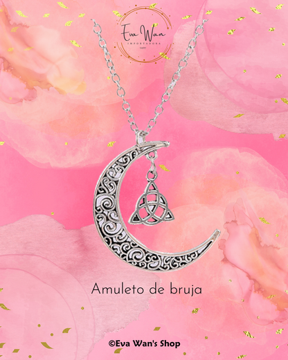 Triquetra luna creciente collar celta wicca joyería esotérica | Eva Wan's Shop