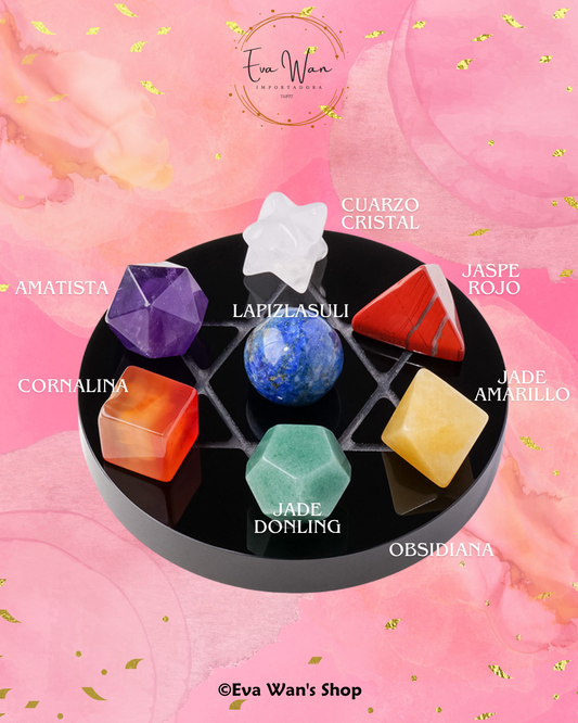 Conjunto de Geometría Sagrada con 7 Cristales Naturales