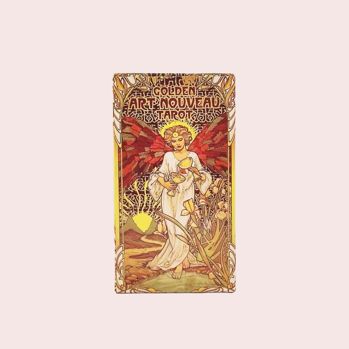 Caja del Mazo de Tarot Golden Art Nouveau con acabado dorado