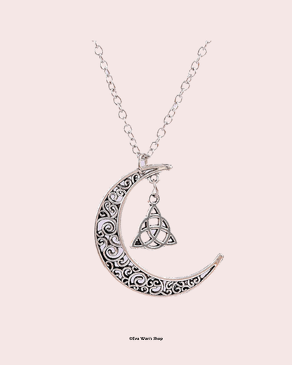 Collar luna creciente con triquetra plata celta wicca | Eva Wan's Shop