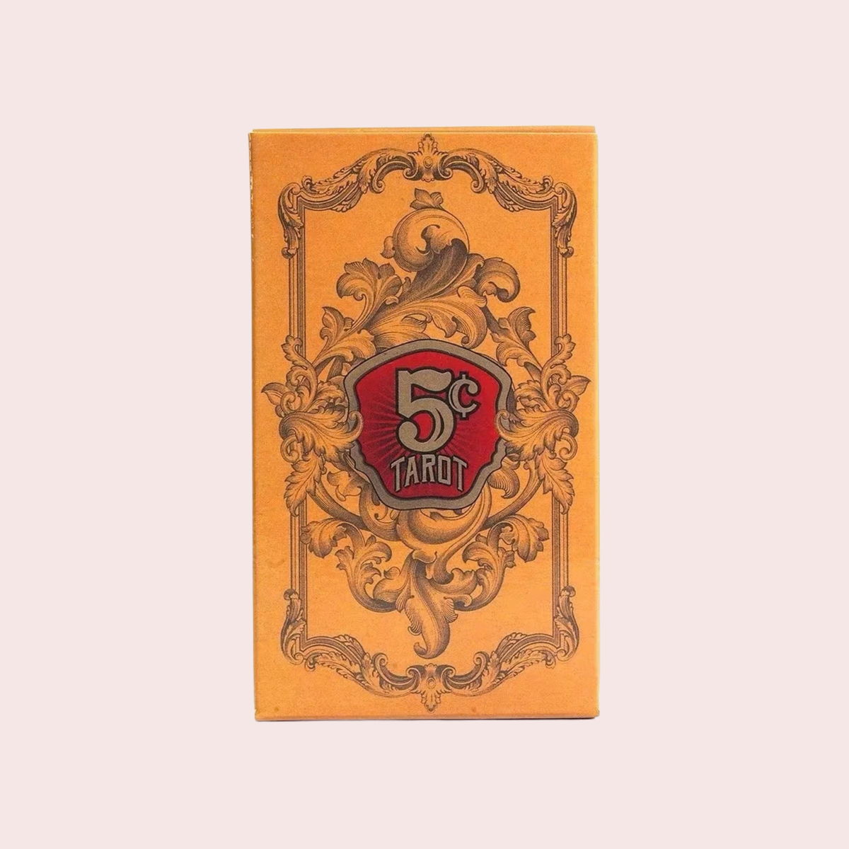 Caja naranja del Mazo de Tarot 5¢ con orla decorada