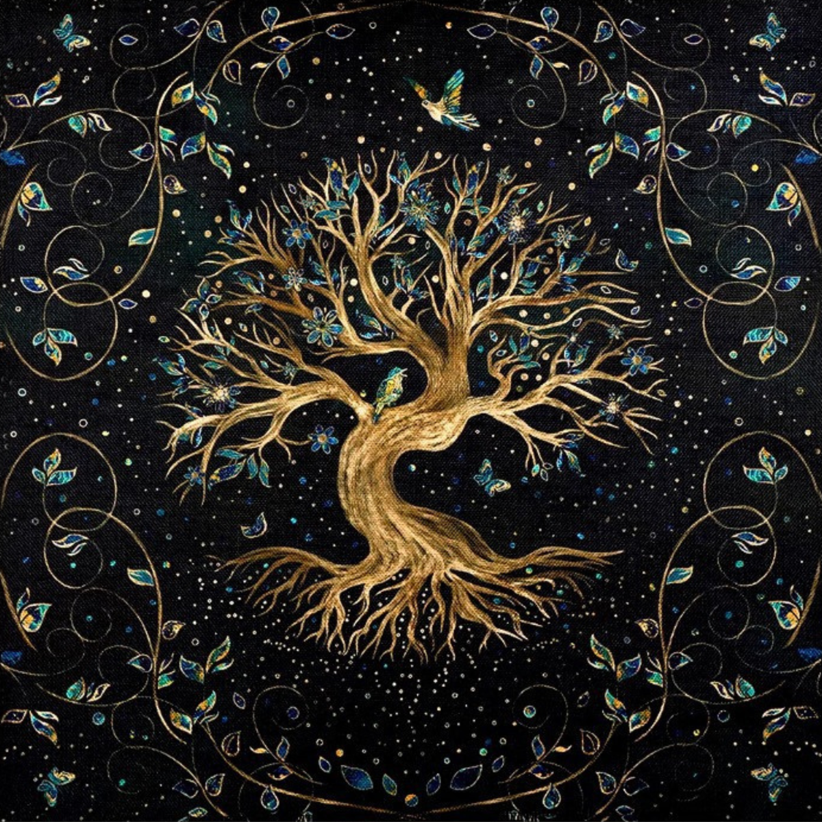 Paño de tarot diseño Árbol de la Vida incluido en el Kit de Iniciación