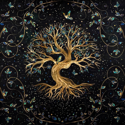 Paño de tarot diseño Árbol de la Vida incluido en el Kit de Iniciación