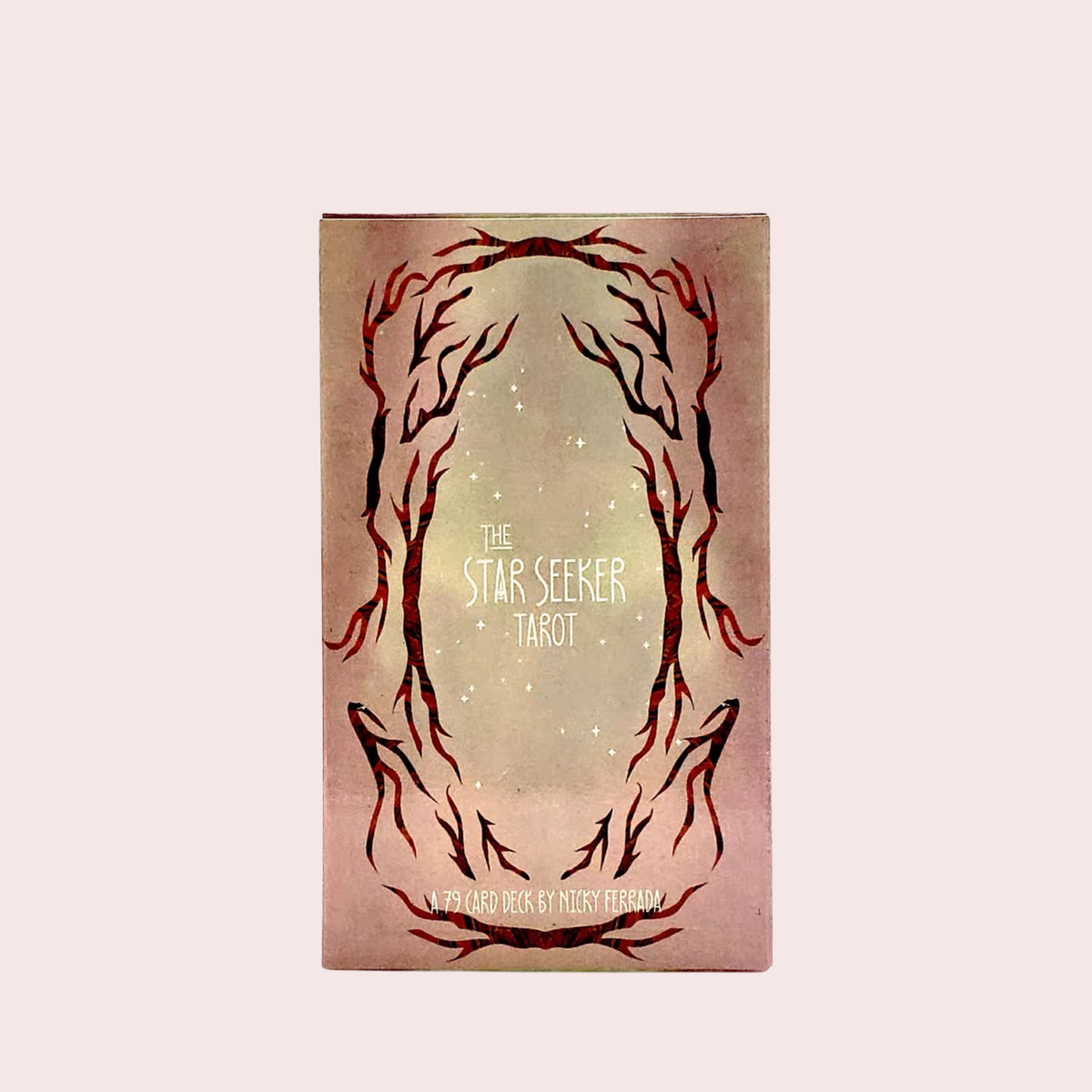 Caja del Mazo de Tarot Star Seeker en tonos rosados con marco ilustrado