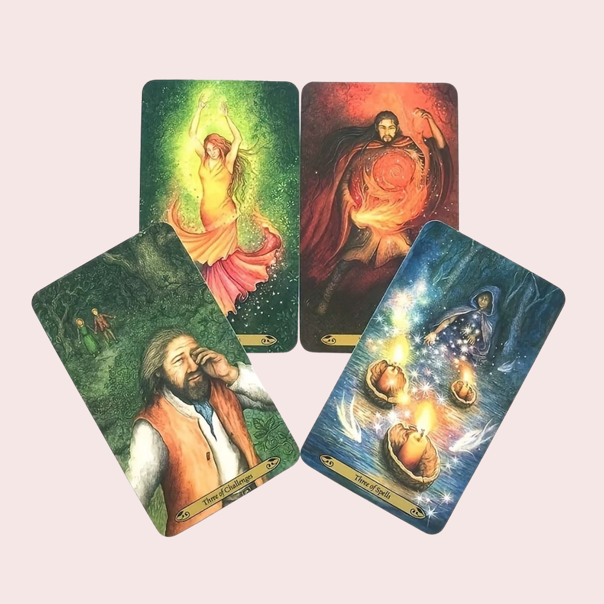 Cartas del Tarot Forest of Enchantment con osos, búhos y árboles