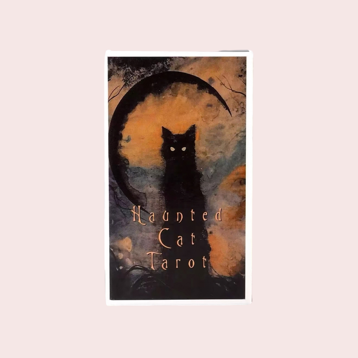 Caja del Mazo Haunted Cat Tarot con un gato negro y la luna