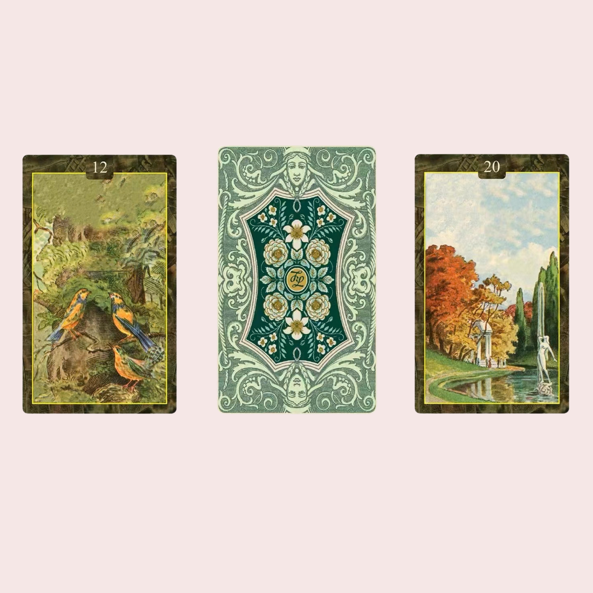 Seis cartas del Lenormand Oracle Cards ilustradas
