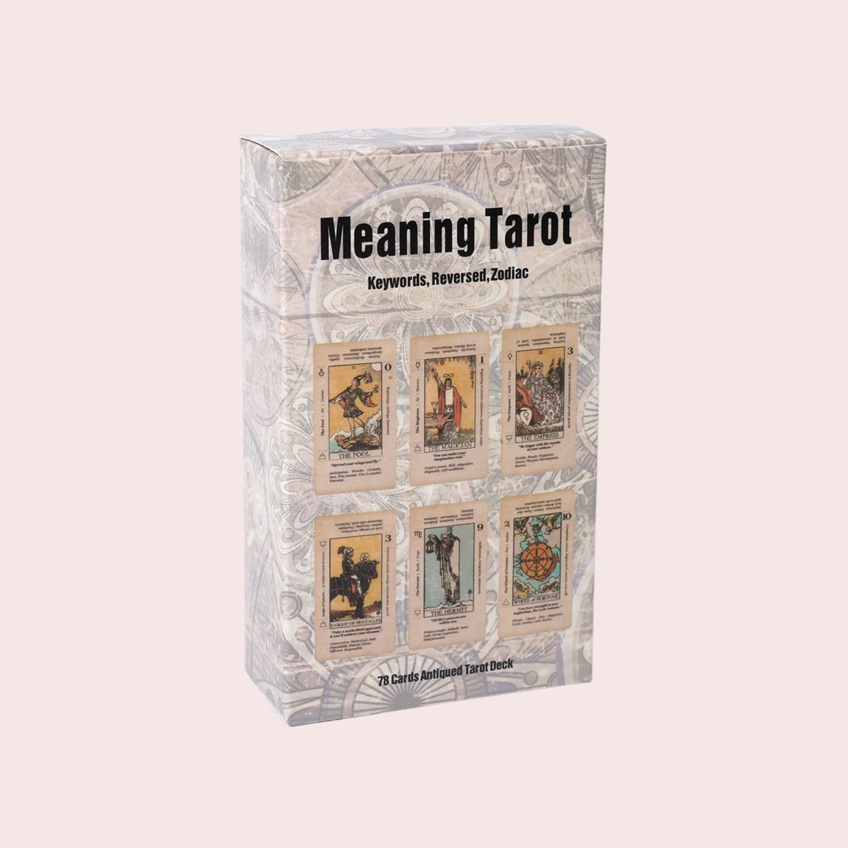 Caja del mazo Meaning Tarot con acabado envejecido