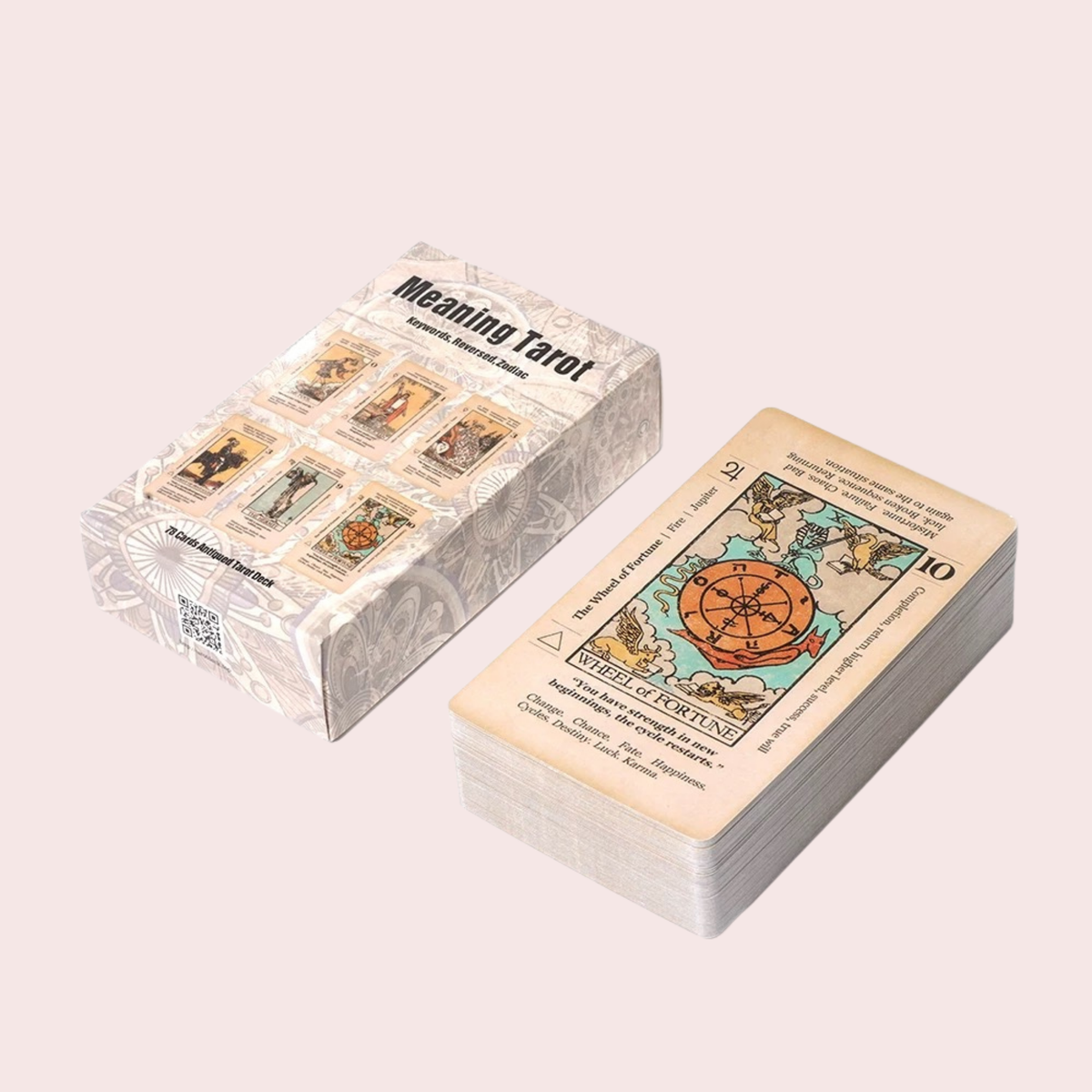Caja y mazo Meaning Tarot con cartas de significado impreso