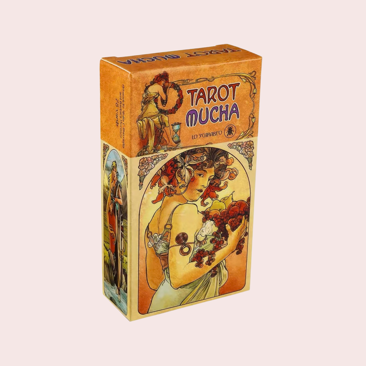 Caja del Mazo de Tarot Mucha con ilustración art nouveau