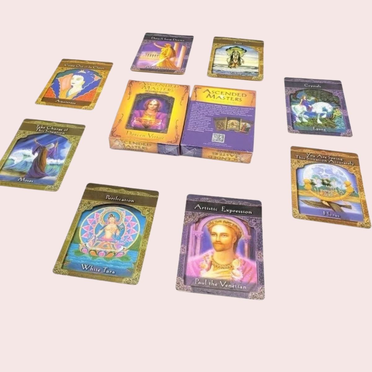 Seis cartas del Oráculo Ascended Masters con maestros ilustrados