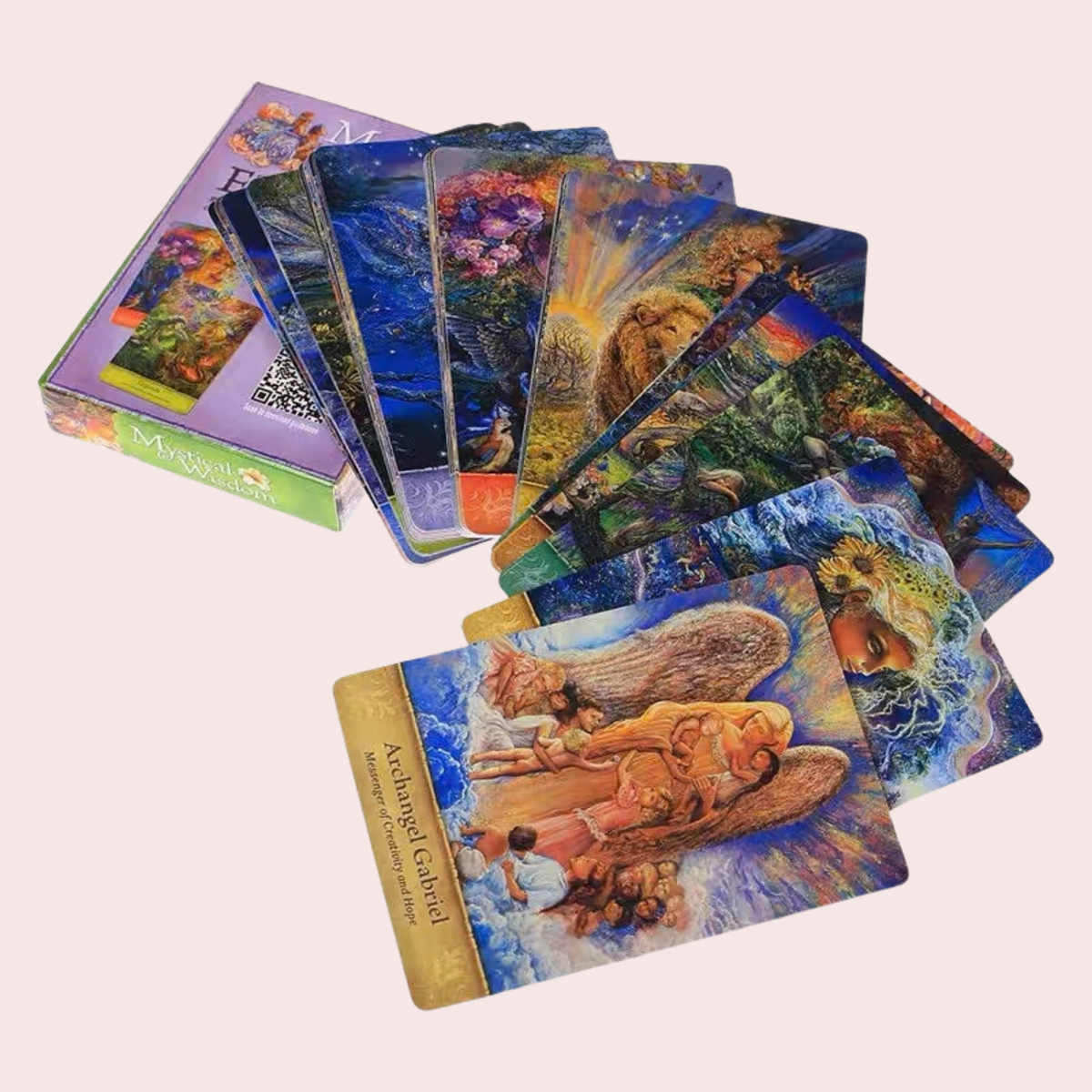 Seis cartas del Oráculo Pure Magic con flores y símbolos