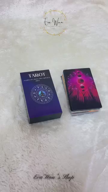 Caja y mazo Rider Waite para principiantes de Eva Wan's Shop, con símbolos del zodíaco y de los chakras