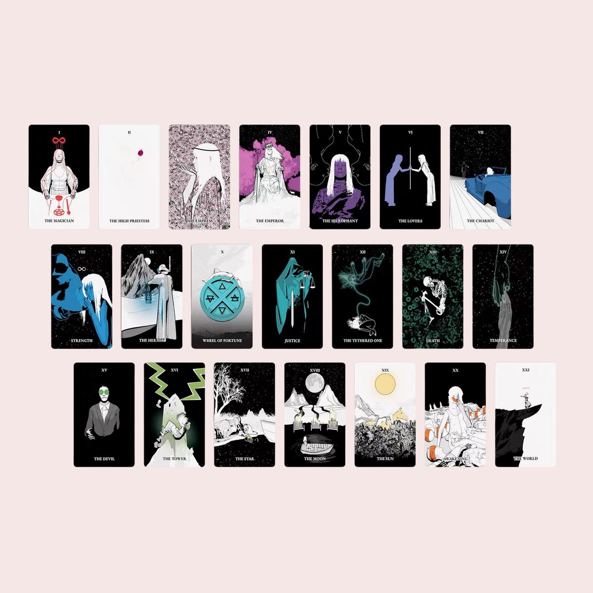 Arcanos Mayores del Tarot Holy Spectrum con ilustración moderna a línea