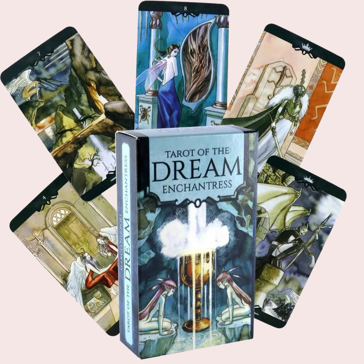 Caja y cartas del Tarot Dream Enchantress en tonos azules