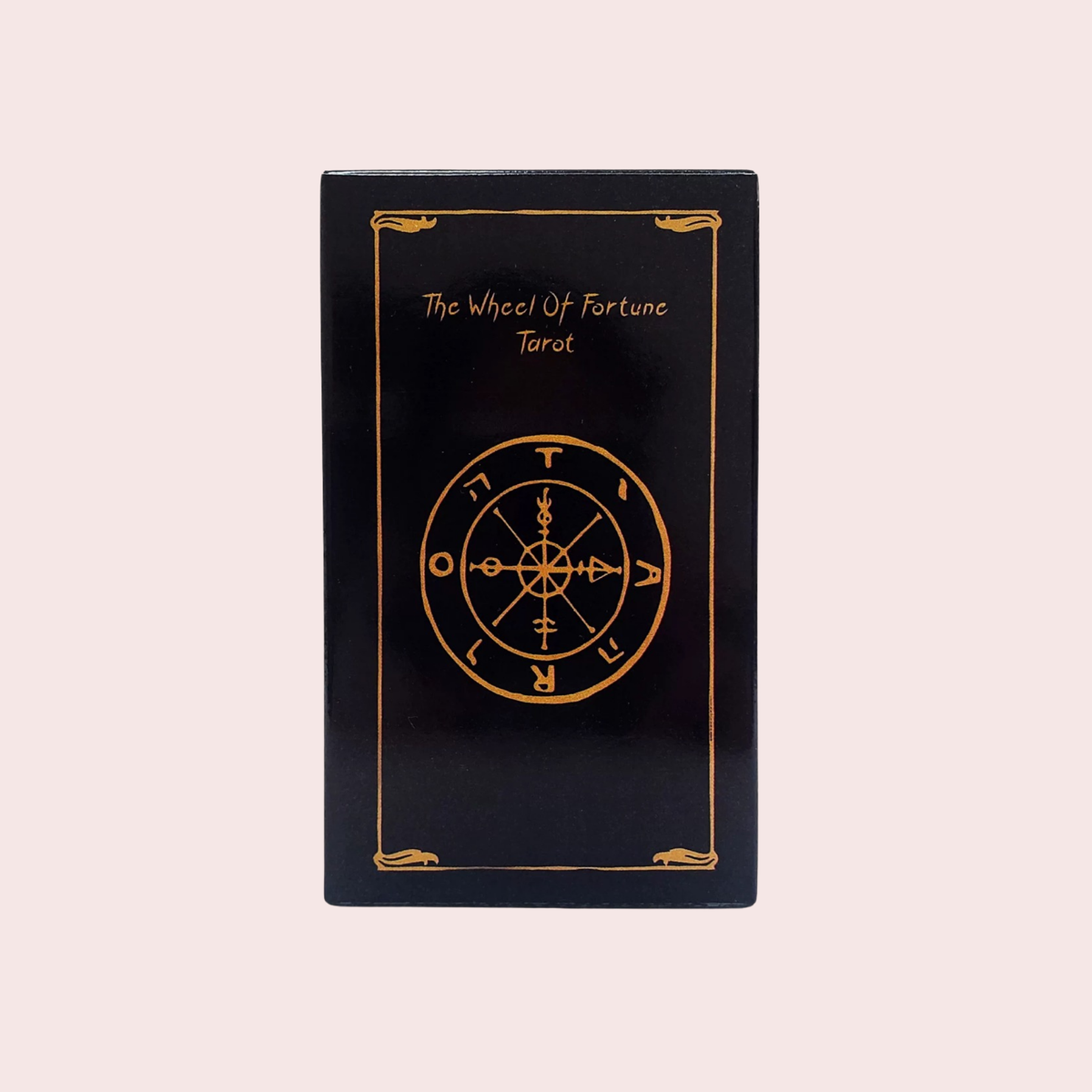 Caja negra del Mazo The Wheel of Fortune Tarot con rueda dorada